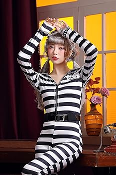 ボーダー パーカー ブラックホワイト 囚人 ハロウィン トップス レディース ハ tk-hw1852_1_whbk_1sl.jpg